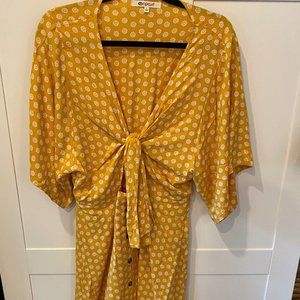 Rip Curl Coastal Tides tie up beach midi dress in